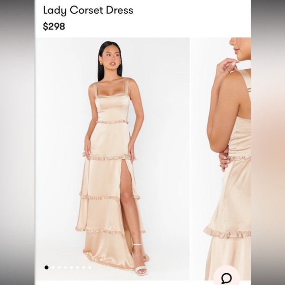 Show Me Your MuMu Lady Corset dress in champagnee luxe satin size medium - Picture 2 of 6